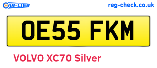 OE55FKM are the vehicle registration plates.