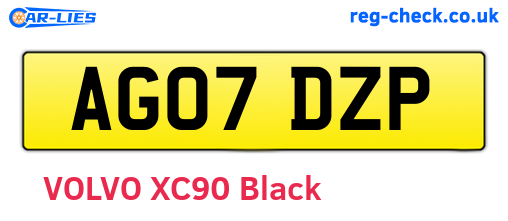 AG07DZP are the vehicle registration plates.