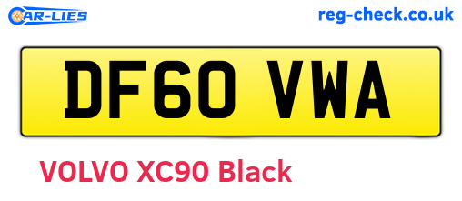 DF60VWA are the vehicle registration plates.