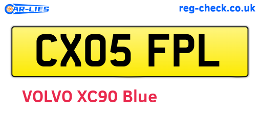 CX05FPL are the vehicle registration plates.