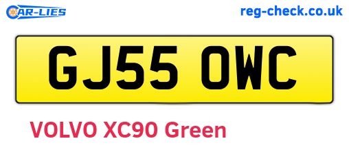 GJ55OWC are the vehicle registration plates.
