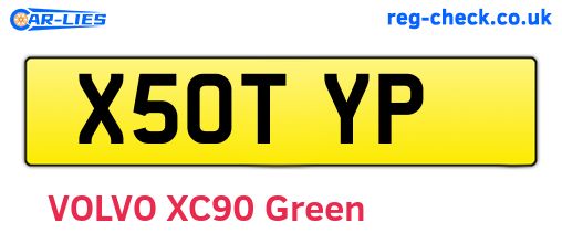 X50TYP are the vehicle registration plates.