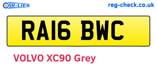 RA16BWC are the vehicle registration plates.