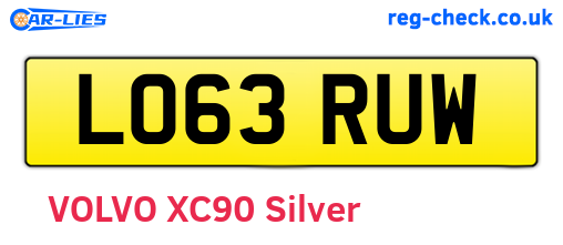 LO63RUW are the vehicle registration plates.