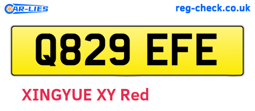 Q829EFE are the vehicle registration plates.