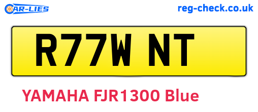 R77WNT are the vehicle registration plates.