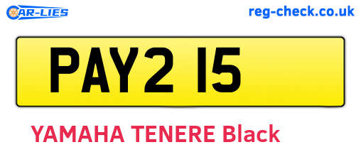 PAY215 are the vehicle registration plates.