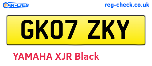 GK07ZKY are the vehicle registration plates.
