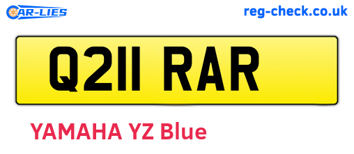 Q211RAR are the vehicle registration plates.