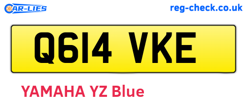 Q614VKE are the vehicle registration plates.