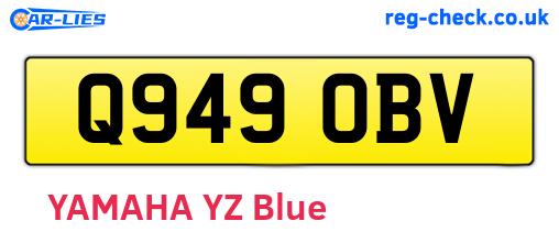 Q949OBV are the vehicle registration plates.