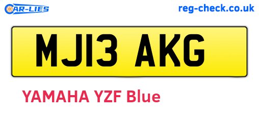 MJ13AKG are the vehicle registration plates.