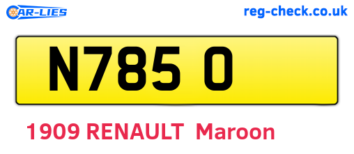 N7850 are the vehicle registration plates.