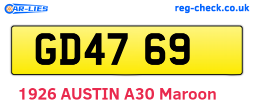 GD4769 are the vehicle registration plates.