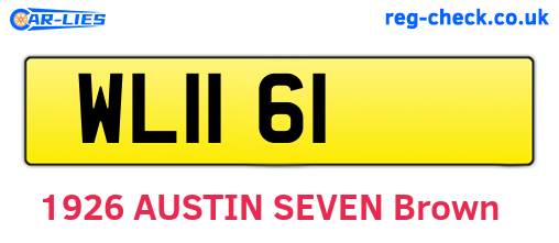 WL1161 are the vehicle registration plates.