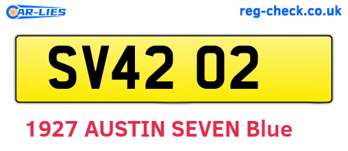 SV4202 are the vehicle registration plates.