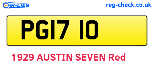 PG1710 are the vehicle registration plates.