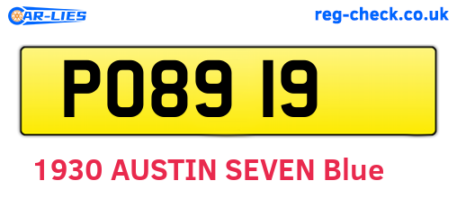 PO8919 are the vehicle registration plates.