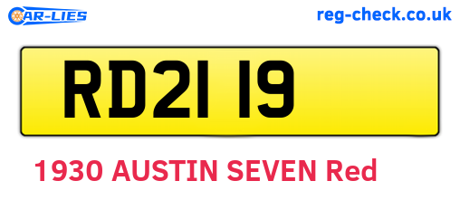 RD2119 are the vehicle registration plates.