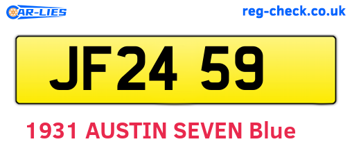 JF2459 are the vehicle registration plates.
