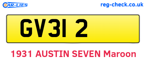 GV312 are the vehicle registration plates.