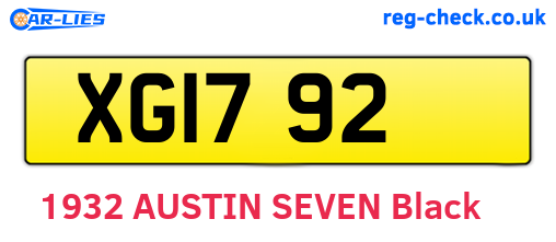 XG1792 are the vehicle registration plates.