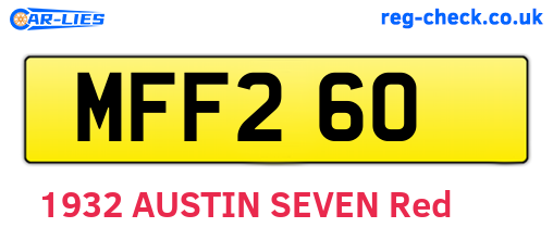 MFF260 are the vehicle registration plates.