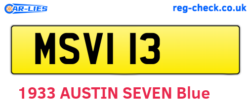MSV113 are the vehicle registration plates.