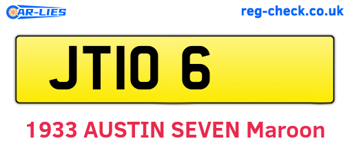 JT106 are the vehicle registration plates.