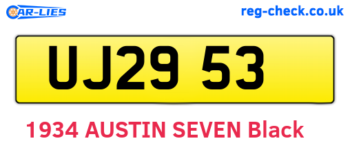 UJ2953 are the vehicle registration plates.
