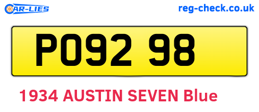 PO9298 are the vehicle registration plates.
