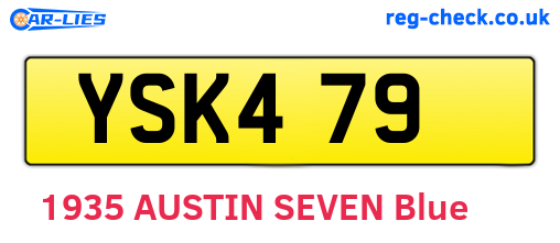 YSK479 are the vehicle registration plates.