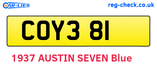 COY381 are the vehicle registration plates.