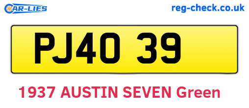 PJ4039 are the vehicle registration plates.