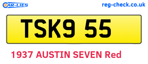TSK955 are the vehicle registration plates.