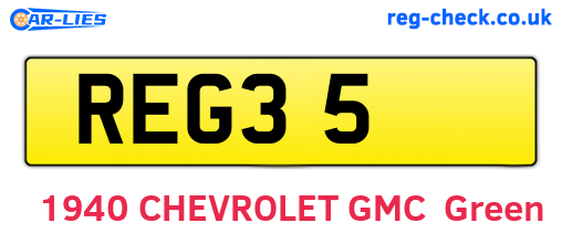 REG35 are the vehicle registration plates.
