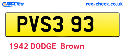 PVS393 are the vehicle registration plates.