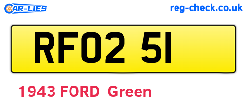 RFO251 are the vehicle registration plates.