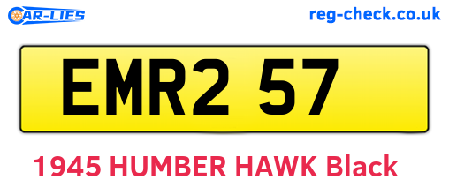 EMR257 are the vehicle registration plates.