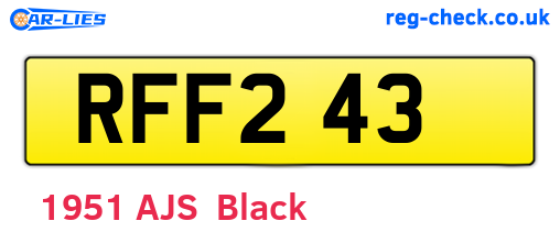 RFF243 are the vehicle registration plates.