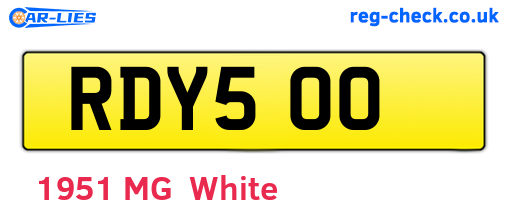 RDY500 are the vehicle registration plates.