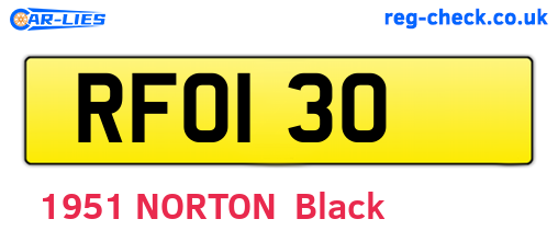 RFO130 are the vehicle registration plates.