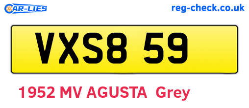 VXS859 are the vehicle registration plates.