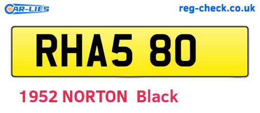 RHA580 are the vehicle registration plates.