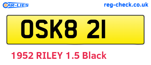 OSK821 are the vehicle registration plates.