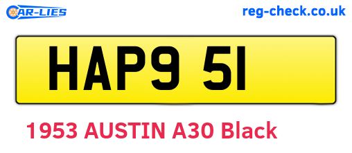 HAP951 are the vehicle registration plates.