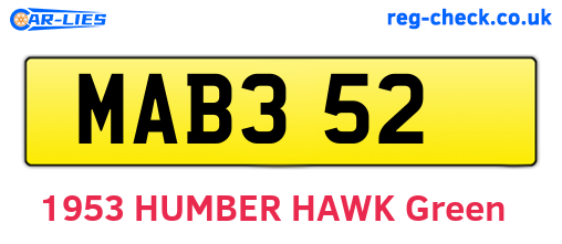 MAB352 are the vehicle registration plates.
