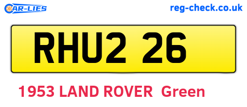 RHU226 are the vehicle registration plates.