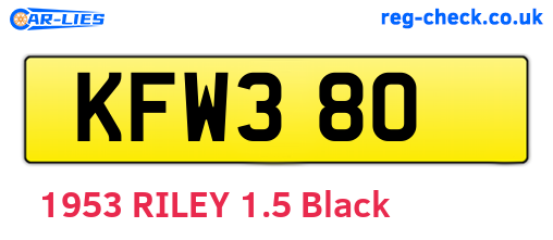 KFW380 are the vehicle registration plates.