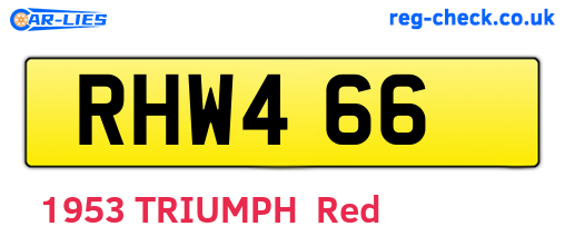 RHW466 are the vehicle registration plates.